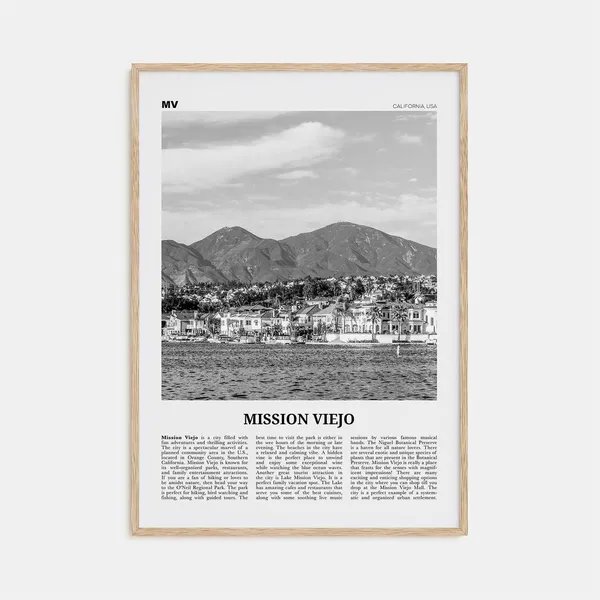 Mission Viejo Black And White Travel Poster, California