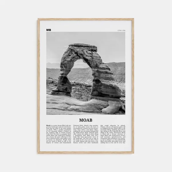 Moab Black and White Travel Poster, Utah USA