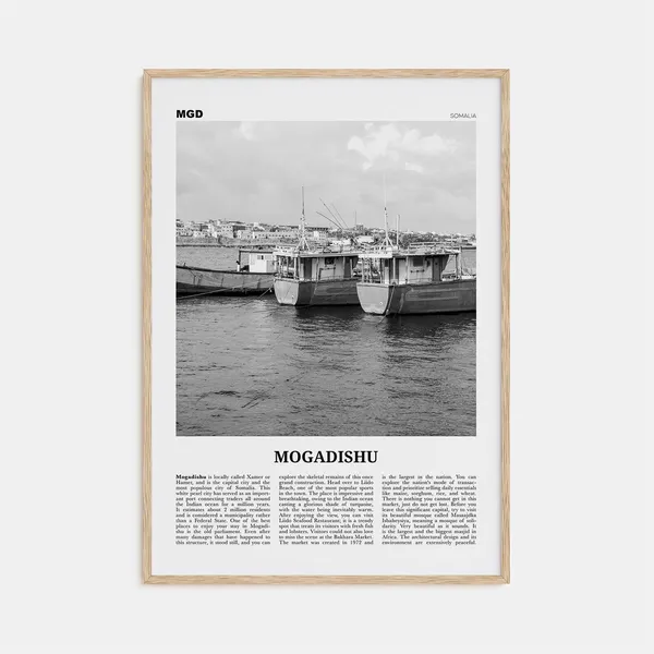 Mogadishu Black and White Travel Poster, Somalia