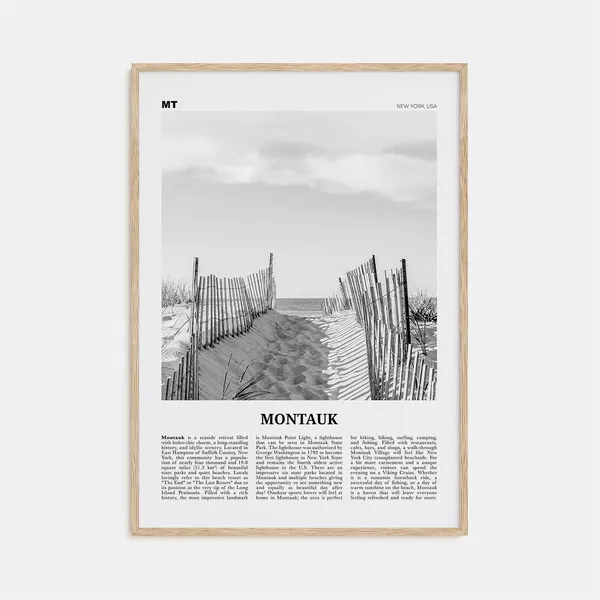 Montauk Black and White Travel Poster, New York USA