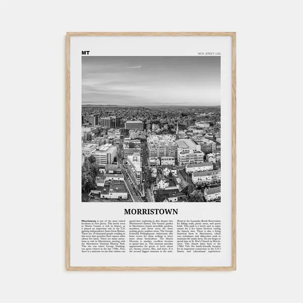 Morristown New Jersey Map, Black-and-White Art Print