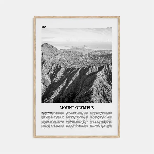 Mount Olympus Black and White Art Print, Greece