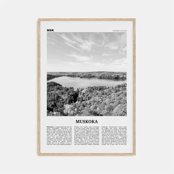 Muskoka Black And White Travel Poster, Ontario Canada
