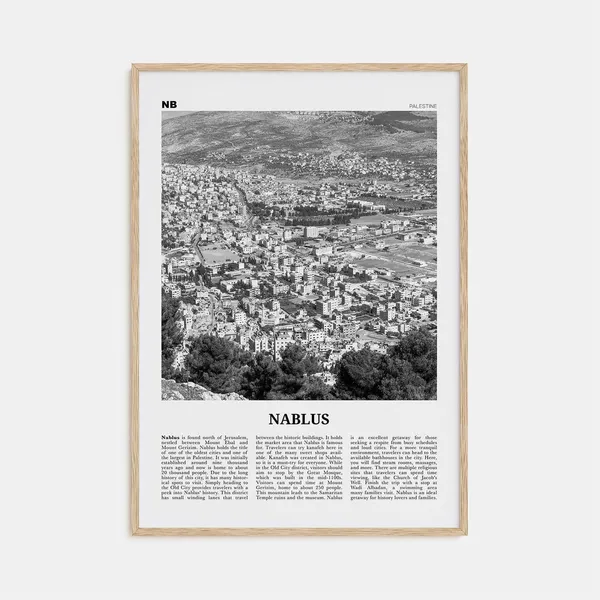 Nablus Map - Black And White
