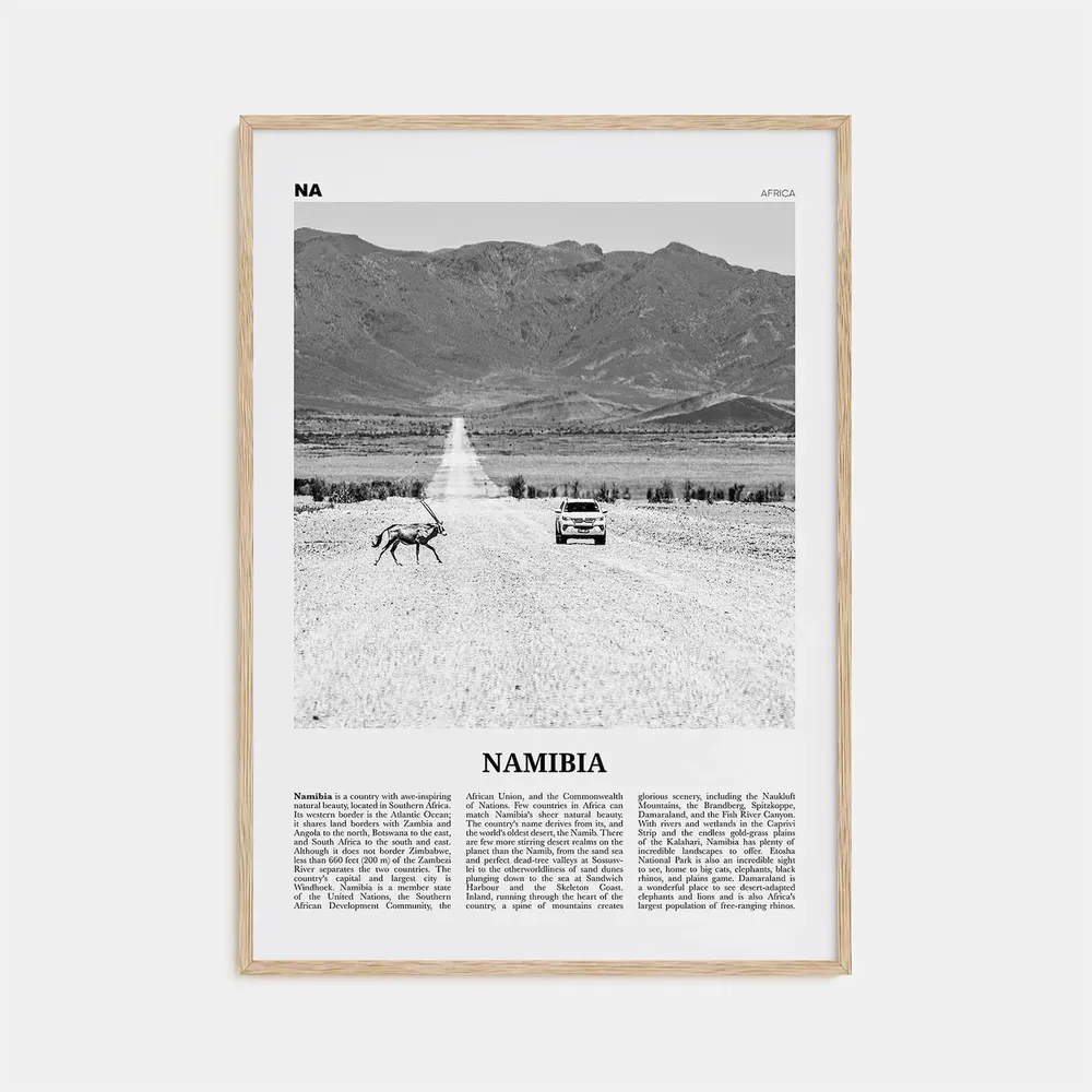 Namibia Black and White Art Print, Windhoek Africa
