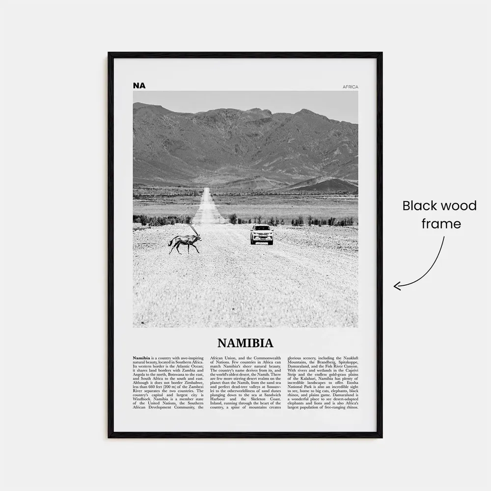 Namibia Black and White Art Print, Windhoek Africa - Image 3