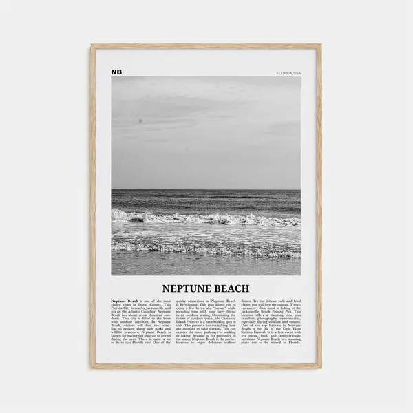 Neptune Beach, Florida Travel Poster, Black and White