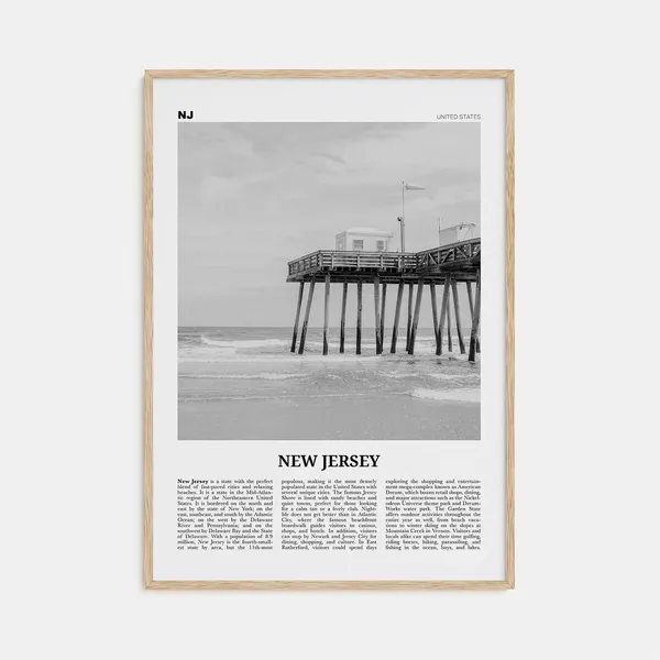 New Jersey Black and White Travel Poster, Photo Print