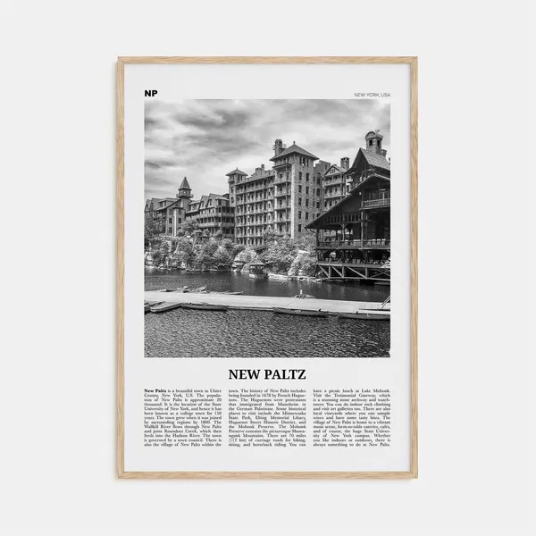 New Paltz Black And White Travel Poster Print