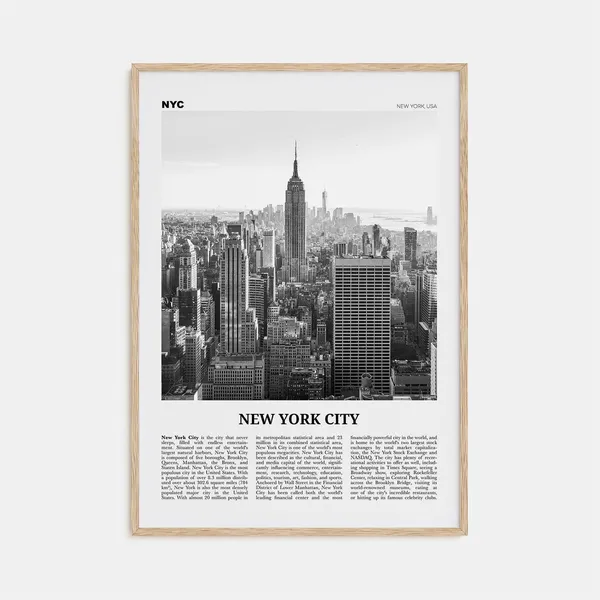 New York City Black And White Travel Poster