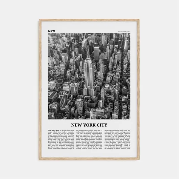 New York City No. 2 Black and White Travel Poster