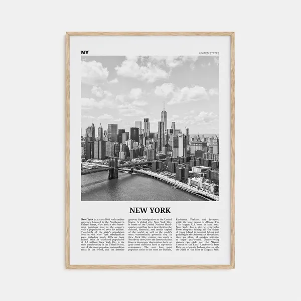 New York State Black And White Travel Poster