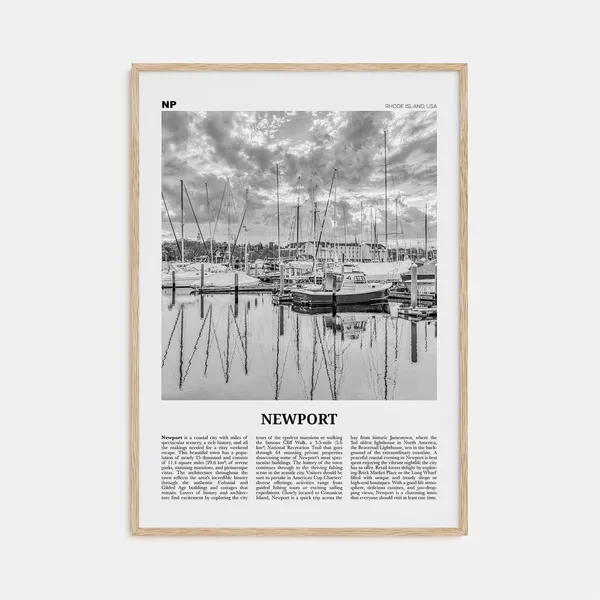 Newport, Rhode Island Black and White Travel Poster