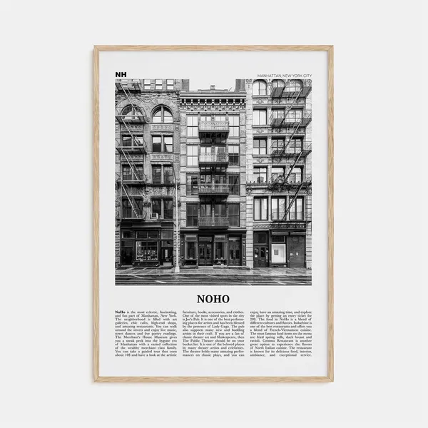 NoHo Black And White Travel Poster, New York City
