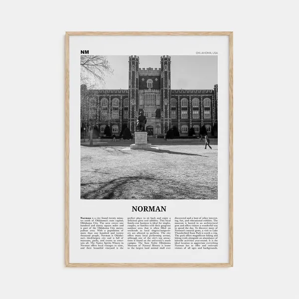Norman, Oklahoma Black and White Travel Poster Print
