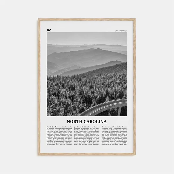 North Carolina Black and White Travel Poster No. 1