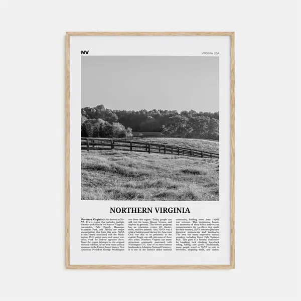 Northern Virginia Black and White Map Art Print