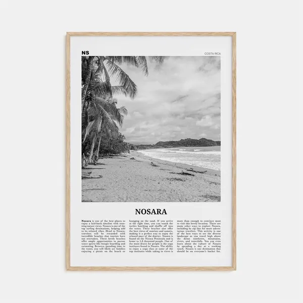Nosara Black And White Travel Poster, Costa Rica