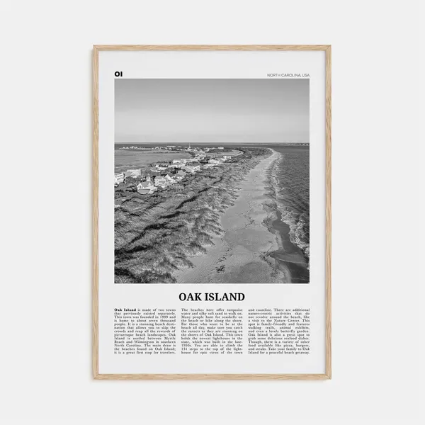Oak Island Black And White Travel Poster