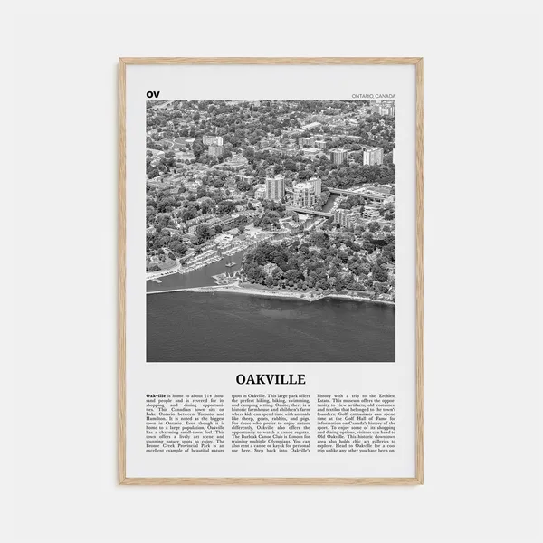 Oakville Black and White Map Art Print, Ontario