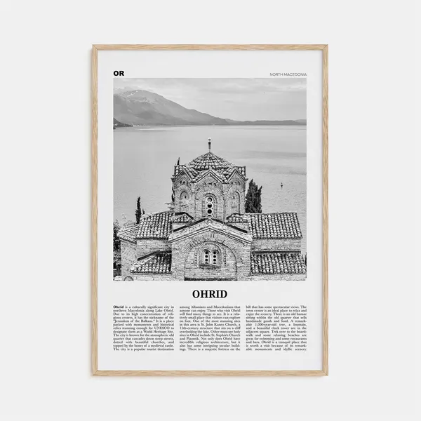 Ohrid Black and White Travel Poster, North Macedonia