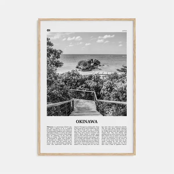 Okinawa Island Black and White Travel Poster