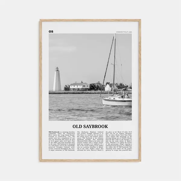 Old Saybrook Black And White Travel Poster, Connecticut