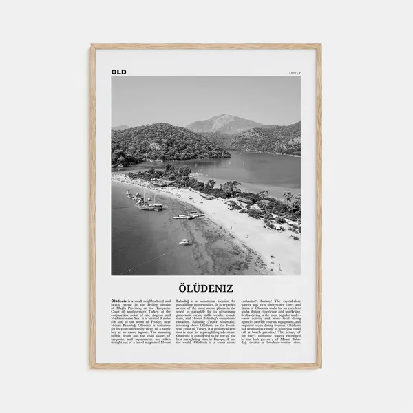 Oludeniz Black and White Travel Poster, Turkey