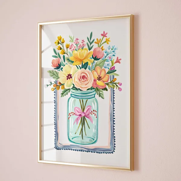 Floral Spring and Summer Cottagecore Watercolor Art Print