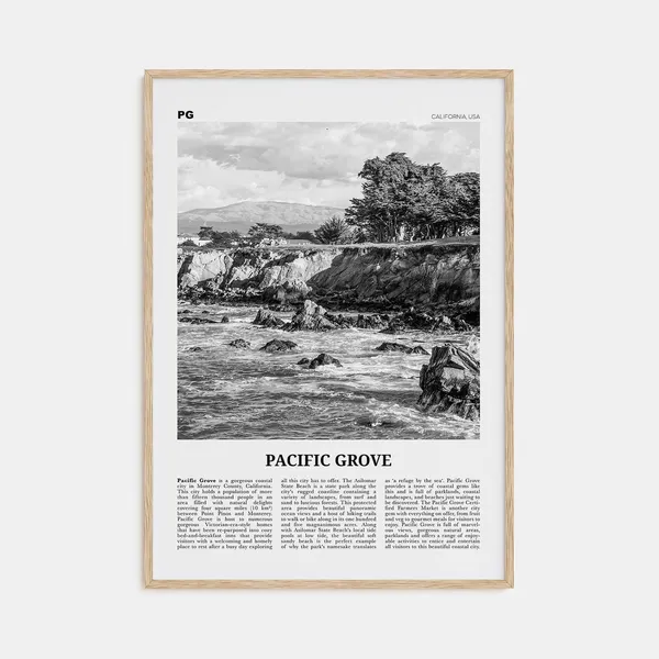 Pacific Grove Black And White California Travel Poster