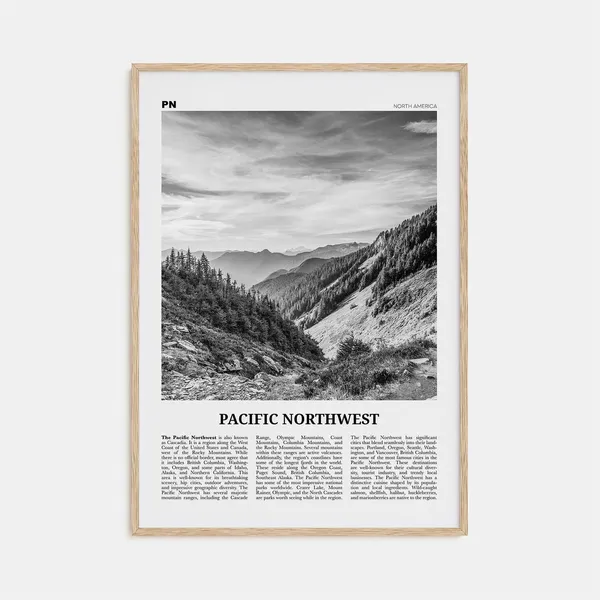 Pacific Northwest Black and White Travel Poster