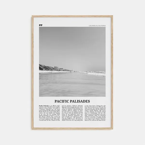 Pacific Palisades Black And White Travel Poster