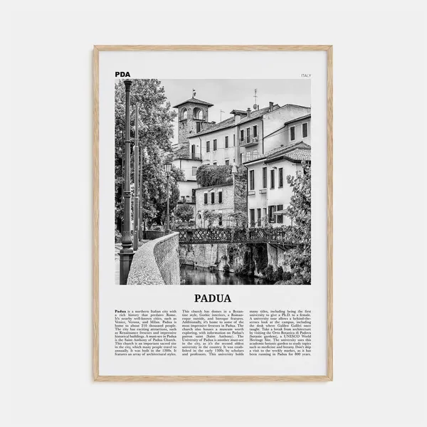 Padua Black and White Travel Poster, Italy Map