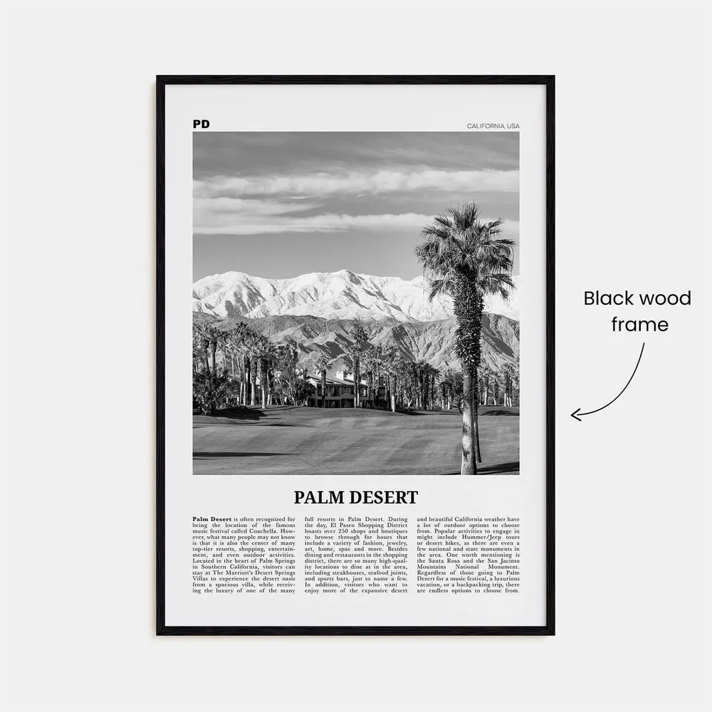 Palm Desert Black and White Travel Poster, California - Image 3