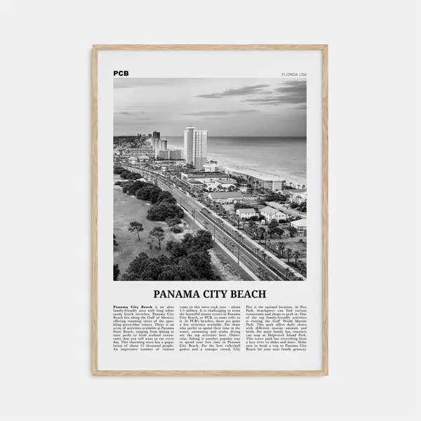 Panama City Beach Black and White Travel Poster