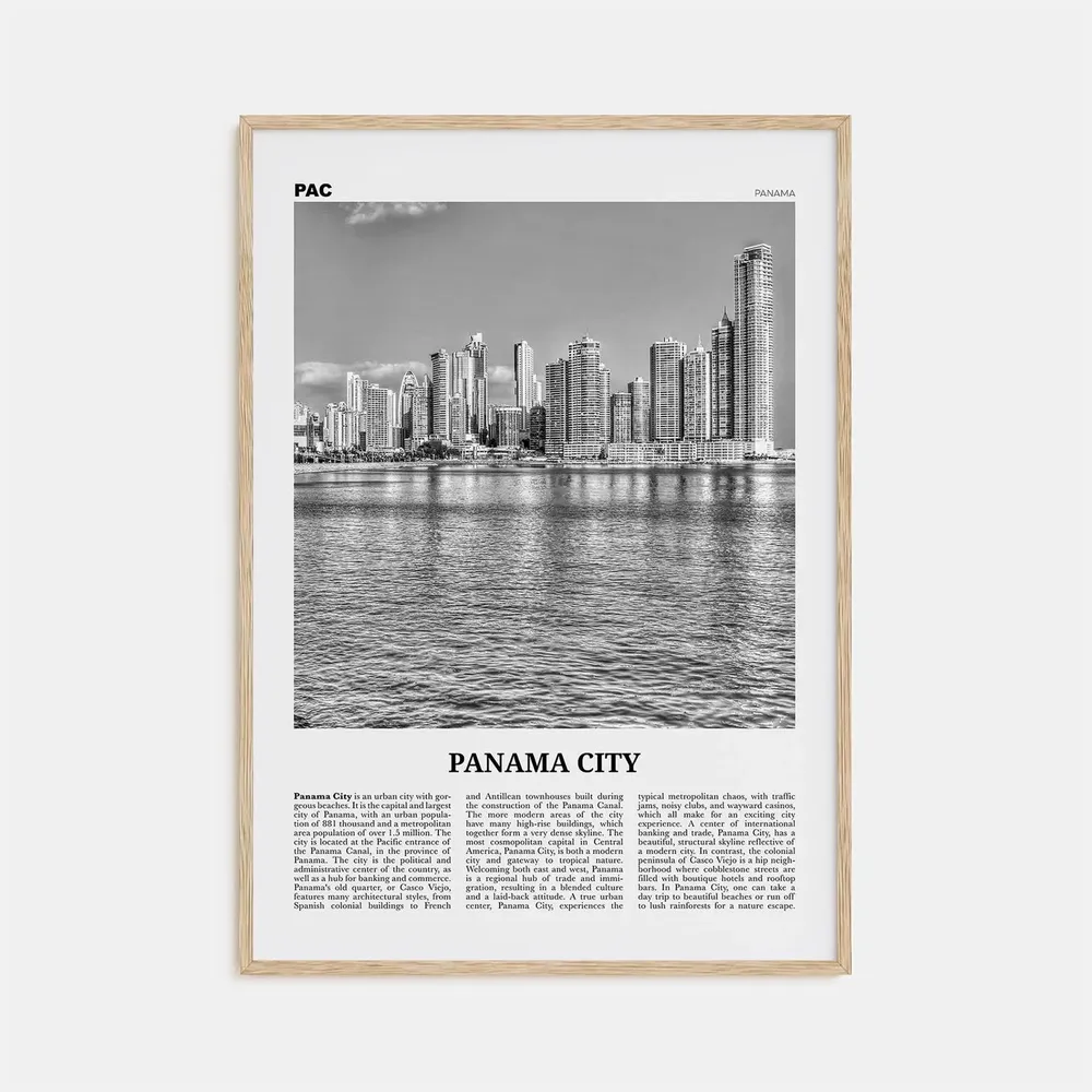 Panama City Black and White Travel Poster, Panama