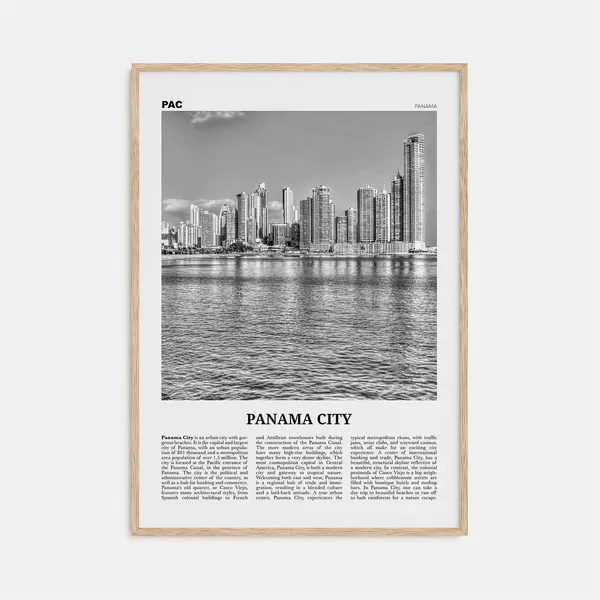 Panama City Black and White Travel Poster, Panama