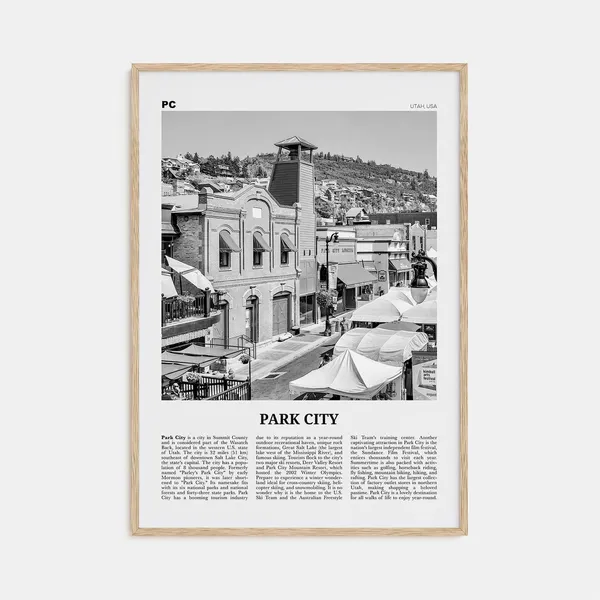 Park City Black And White Travel Poster, Utah