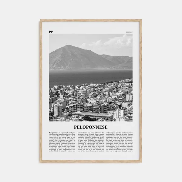 Peloponnese Black and White Travel Poster, Greece