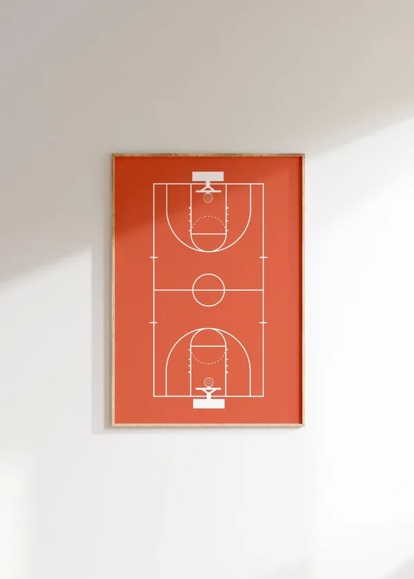 Basketball Court Modern Sports Poster Print