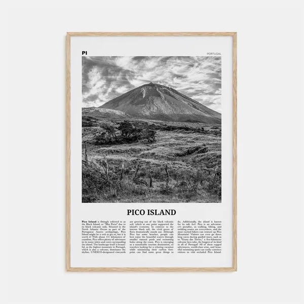 Pico Island Black and White Travel Poster, Portugal
