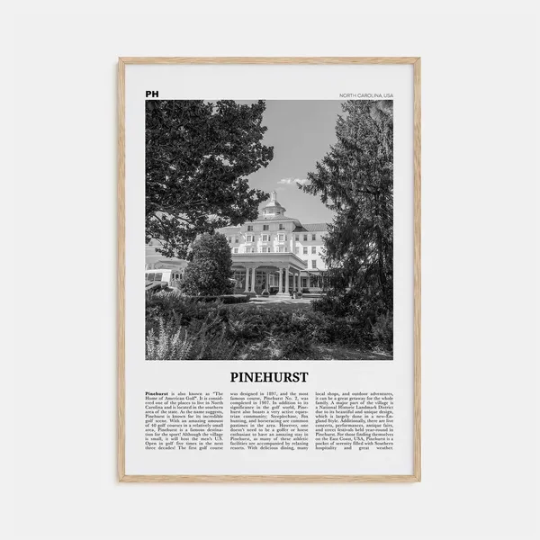 Pinehurst North Carolina Black and White Travel Poster