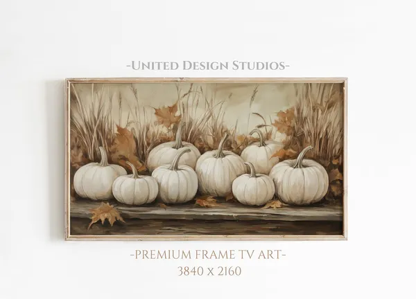 Pumpkin Painting Art Print, Neutral Farmhouse Fall Decor