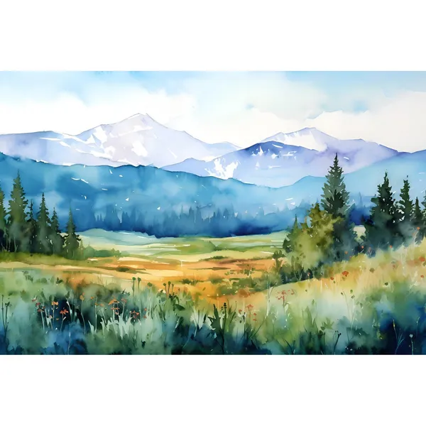 Uinta Mountains Watercolor Poster, Utah Wildflowers