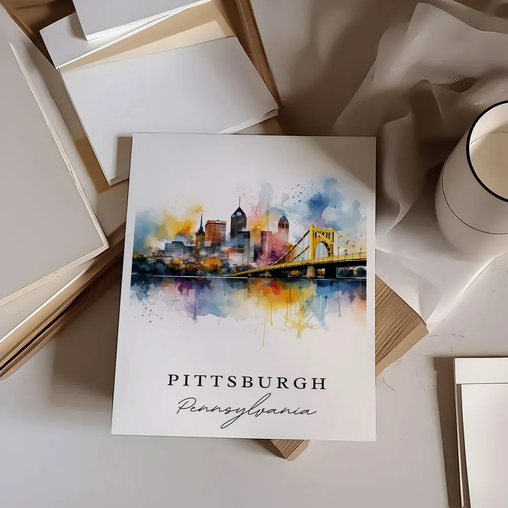 Pittsburgh, PA Travel Poster, Personalized Text - Image 6