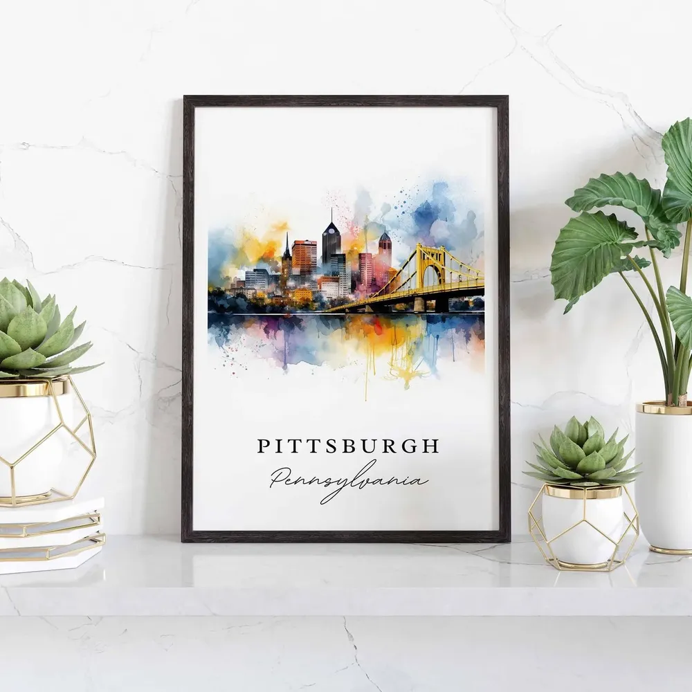 Pittsburgh, PA Travel Poster, Personalized Text - Image 3