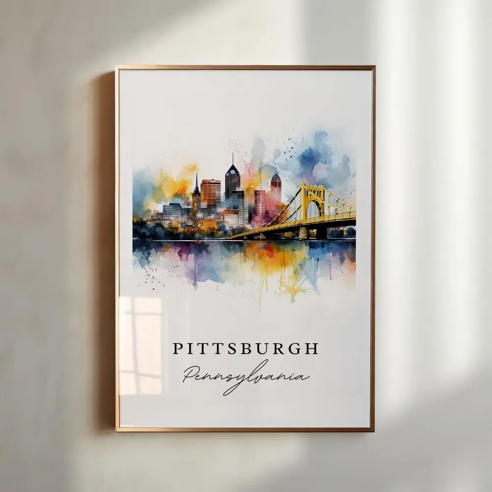 Pittsburgh, PA Travel Poster, Personalized Text
