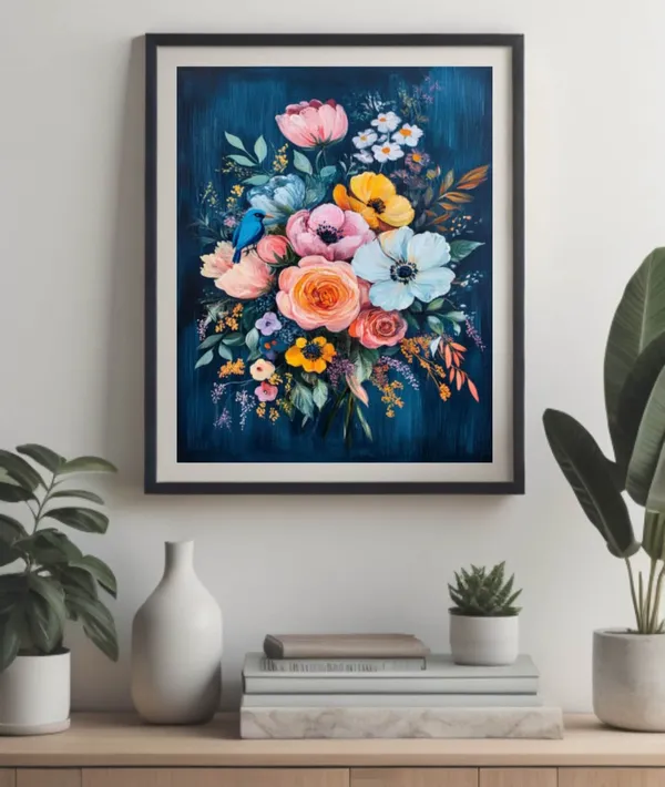 Vintage Botanical Floral Boho Wall Art Print