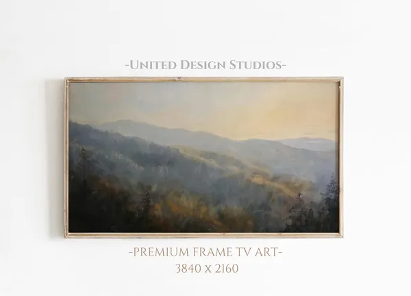 Fall Mountain Landscape Art Print, Rustic Autumn