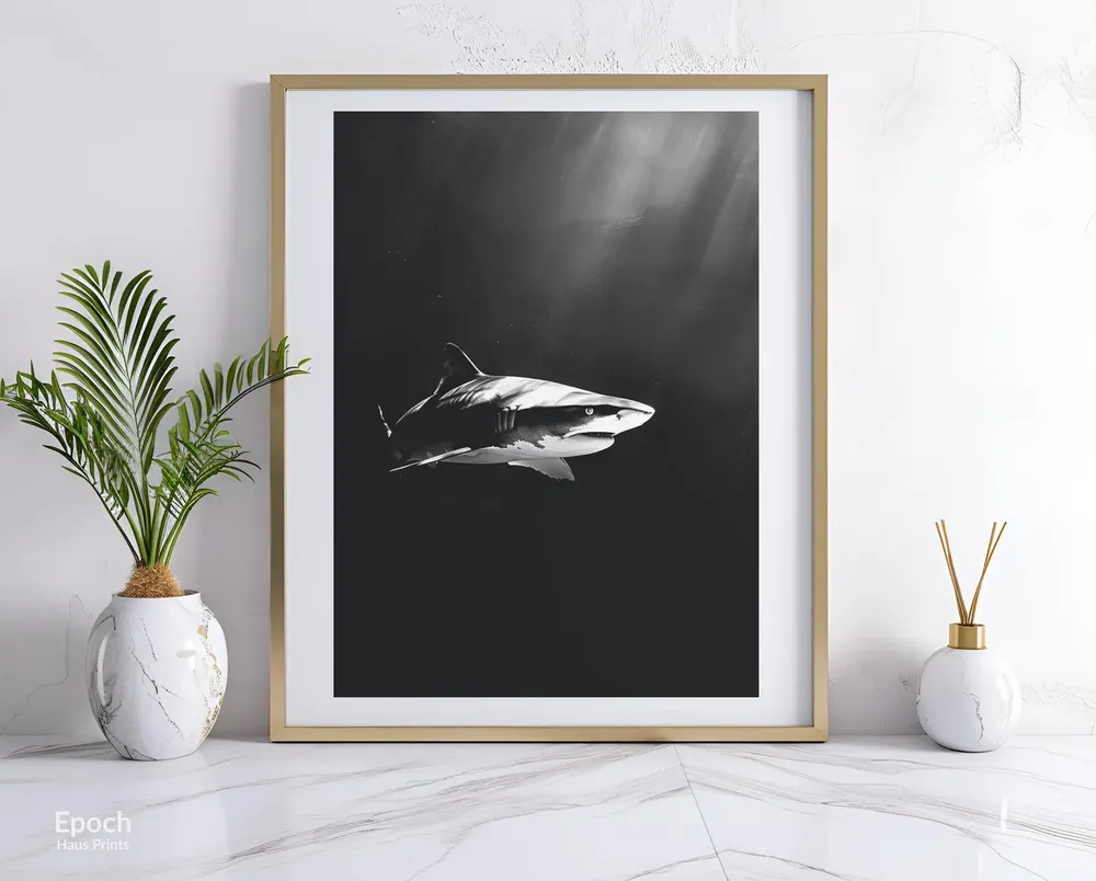 Tiger Sharks in Hawaii, Black and White Art Print - Image 3